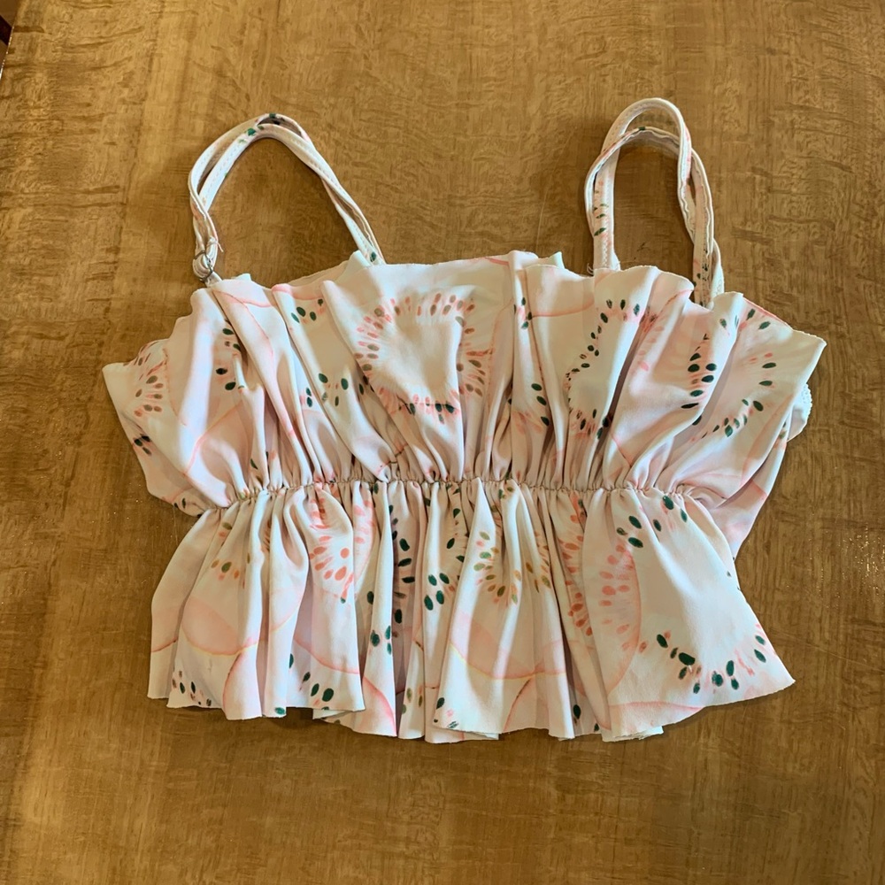 Kortni Jeane Pink Floral Kids Swim top size 8/9